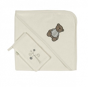 Полотенце-уголок и варежка Little Bear из 100% хлопка (Kidboo, 00-0011865)